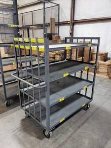 lot 65 image: Industrial Rolling 5-Shelf Cart.  Measures 49 x 58 x 31
