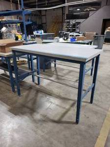 lot 78 image: Global Industries Adjustable Height Workstation. Top Measures 60 x 30