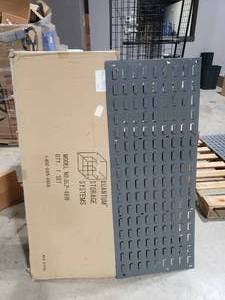 lot 109 image: 2 Quantum Storage Systems QLP-4819 Small Parts Bin Louvered Panels.  Measures 48 x 20.