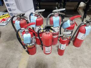 lot 114 image: Lot of 8 Misc Sized Fire Extinguishers