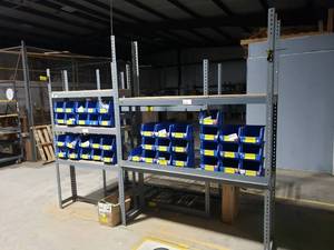 lot 117 image: Lot of 2 Metal Shelves.  Measures 72 x 96 x 18 and 48 x 84 x 12