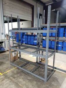 lot 118 image: Heavy Duty Metal Shelf w Wire Racks.  Measures 72 x 84 x 24