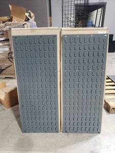 lot 108 image: 2 Quantum Storage Systems QLP-4819 Small Parts Bin Louvered Panels.  Measures 48 x 20.