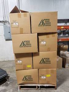 lot 144 image: Pallet FULL of 15 Boxes of PVC Clamshell Packaging Blister Packs.  Approx 1470 Per Box.