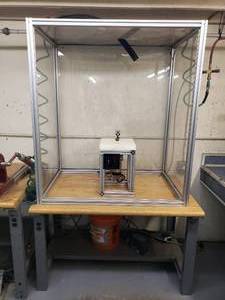 lot 155 image: Indudtrial Router w Table Included  Industrial Fixed Spindle Router w Custom Extruded Aluminum Box, Enclosure & Variable Frequency Drive.  Table is Uline Wood Top