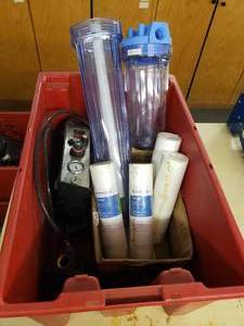 lot 217 image: Tub of Pentair Filters, Cartridges & More