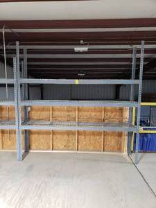 lot 222 image: Uline Industrial Shelf w Wire Shelving.  Measures 96 x 96 x 18.  Each Shelf Holds Up to 1,000 lbs.