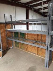 lot 221 image: Uline Industrial Shelf w Wire Shelving.  Measures 96 x 84 x 18.  Each Shelf Holds Up to 1,200 lbs.