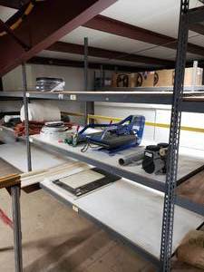 lot 236 image: Heavy Duty Metal Shelf w MDF Shelving.  Measures 96 x 96 x 48