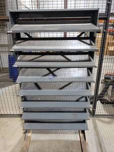 lot 281 image: 8 Shelf Metal Parts Bin Rack