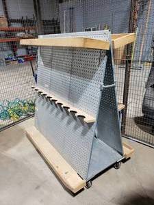 lot 288 image: Rolling Long RifleAR-15 Storage Rack.  Double Sided w Top Storage Shelf