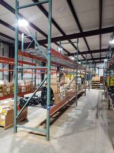 lot 314 image: 3 Sections of Industrial Pallet Racking.  Each Section is 126 x 42 & Includes Heavy Duty Wire Racking.  All 4 vertical beams are 12 tall.