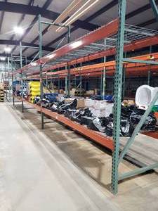 lot 316 image: 3 Sections of Industrial Pallet Racking.  Each Section is 126 x 42 & Includes Heavy Duty Wire Racking.  All 4 vertical beams are 12 tall.