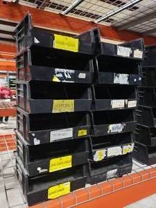 lot 412 image: Stack of 10 Quantum Storage Systems Ultra 235 QUS235 Black Stack & Hang Bins.  Each Bin Measures 10 78 x 11 x 5
