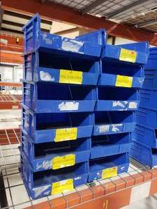 lot 414 image: Stack of 10 Quantum Storage Systems Ultra 235 QUS235 Blue Stack & Hang Bins.  Each Bin Measures 10 78 x 11 x 5