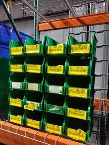 lot 434 image: Stack of 20 Uline S-12415 Green Stacking & Hanging Bins.  Each Bin Measures 11 x 5 12 x 5