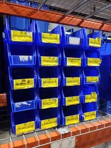 lot 433 image: Stack of 20 Uline S-12415 Blue Stacking & Hanging Bins.  Each Bin Measures 11 x 5 12 x 5