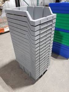lot 451 image: Lot of 18 Seville Grey Nesting Bins.  Each Bin Measures 9.5 x 14 x 6.5
