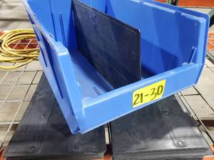 lot 456 image: Lot of 24 Bin Inserts for the Uline H-3053 Blue Stackable Magnum Hopper Bins