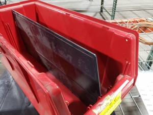 lot 457 image: Lot of 27 Bin Inserts for the Uline H-3052 Red Magnum Hopper Stackable Bins
