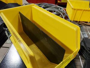 lot 462 image: Lot of 35 Bin Inserts for the Uline S-12419 Yellow Stackable Bins.