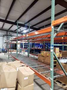 lot 472 image: 3 Sections of Industrial Pallet Racking.  Each Section is 126 x 42 & Includes Heavy Duty Wire Racking.  All 4 vertical beams are 12 tall.