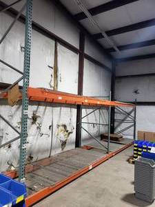 lot 479 image: 2 Sections of Industrial Pallet Racking.  Each Section Measures 126 x 42.  2 vertical beams are 8 tall & the other beam is 12 tall.
