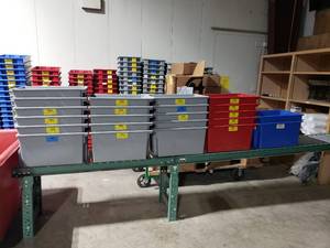 lot 481 image: Lot of Misc Quantum Storage Systems SNT240 Stack & Nest Totes.  Measures 23.5 x 15.5 x 12
