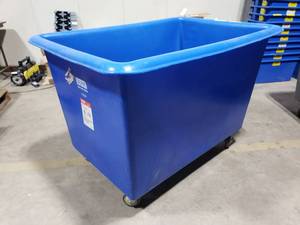 lot 484 image: Uline Blue 20 Bushel (25 Cu Ft) Poly BoxBasket Truck