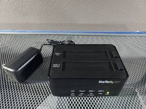 lot 588 image: StarTech Standalone Hard Drive Suplicator, External Dual Bay HDDSDD ClonerCopier USB to SATAIII DOCking Station