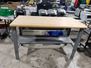 lot 612 image: Uline Adjustable Height Wood Top Shop Desk