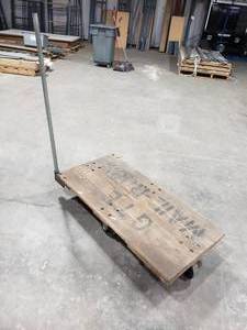 lot 632 image: Wooden Mail Room Rolling Cart