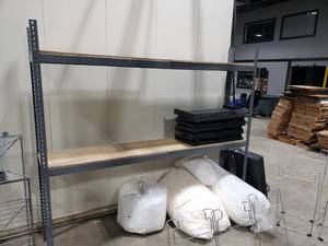 lot 633 image: Metal Shelf w Adjustable Shelves.  Measures 96 x 84 x 18