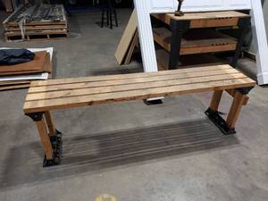 lot 641 image: Woodenb Bench or Hutch For Workbench