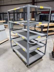 lot 642 image: Global Industrial Rolling 5-Shelf Cart.  Measures 49 x 67 x 31