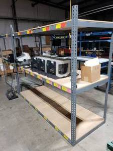 lot 646 image: Industrial Shelving w 3 Adjustable Shelves.  Measures 96 x 84 x 36.  Each shelf can hold up to 1,000 lbs