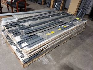 lot 655 image: Lot of 3 Industrial Storage Racks w 5 Adjustable Shelves Each.  Measures 96 x 96 x 48.  Each Shelf Measures 4 x 8