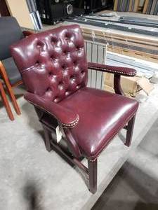 lot 658 image: Leather Tufted Arm Chair