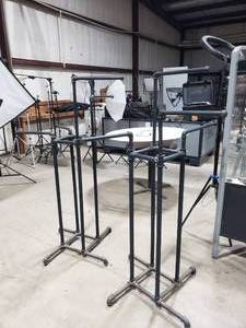 lot 681 image: Lot of 2 Industrial Style 4-Arm Clothing Racks