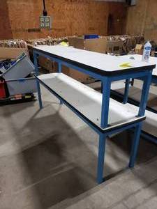lot 695 image: Silicon Valley Shelving Double Stacked Work Table.  Measures 72 x 40 x 18