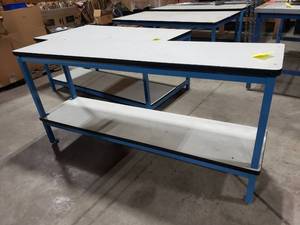 lot 696 image: Silicon Valley Shelving Double Stacked Work Table.  Measures 72 x 36 x 18