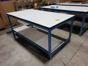 lot 697 image: Silicon Valley Shelving Work Table w Lower Storage.  Measures 72 x 30 x 36