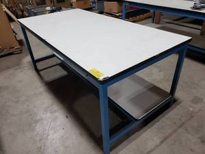 lot 698 image: Silicon Valley Shelving Work Table w Lower Storage.  Measures 72 x 30 x 36