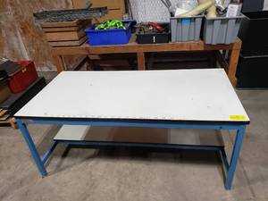 lot 699 image: Silicon Valley Shelving Work Table w Lower Storage.  Measures 72 x 30 x 36
