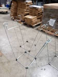 lot 638 image: Lot of 3 Wire Trash Bag Holders.  Great for warehouses or for the yard
