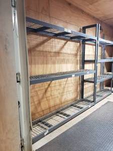 lot 770 image: Metal Storage Rack w 3 Wire Shelves.  Measures 96 X 96 X 18
