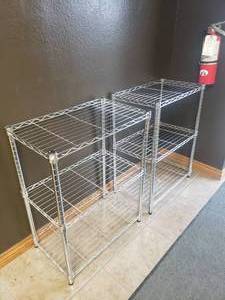 lot 809 image: Lot of 2 Wire Shelving Racks.  Each Measures 24 x 30 x 14