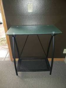 lot 810 image: Glass Top Office Hutch.  Matches Lots 558 & 565