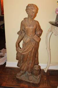 lot 5 image: Wooden carved woman - 42 tall