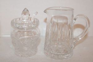 lot 55 image: Lead crystal creamer and sugar bowl